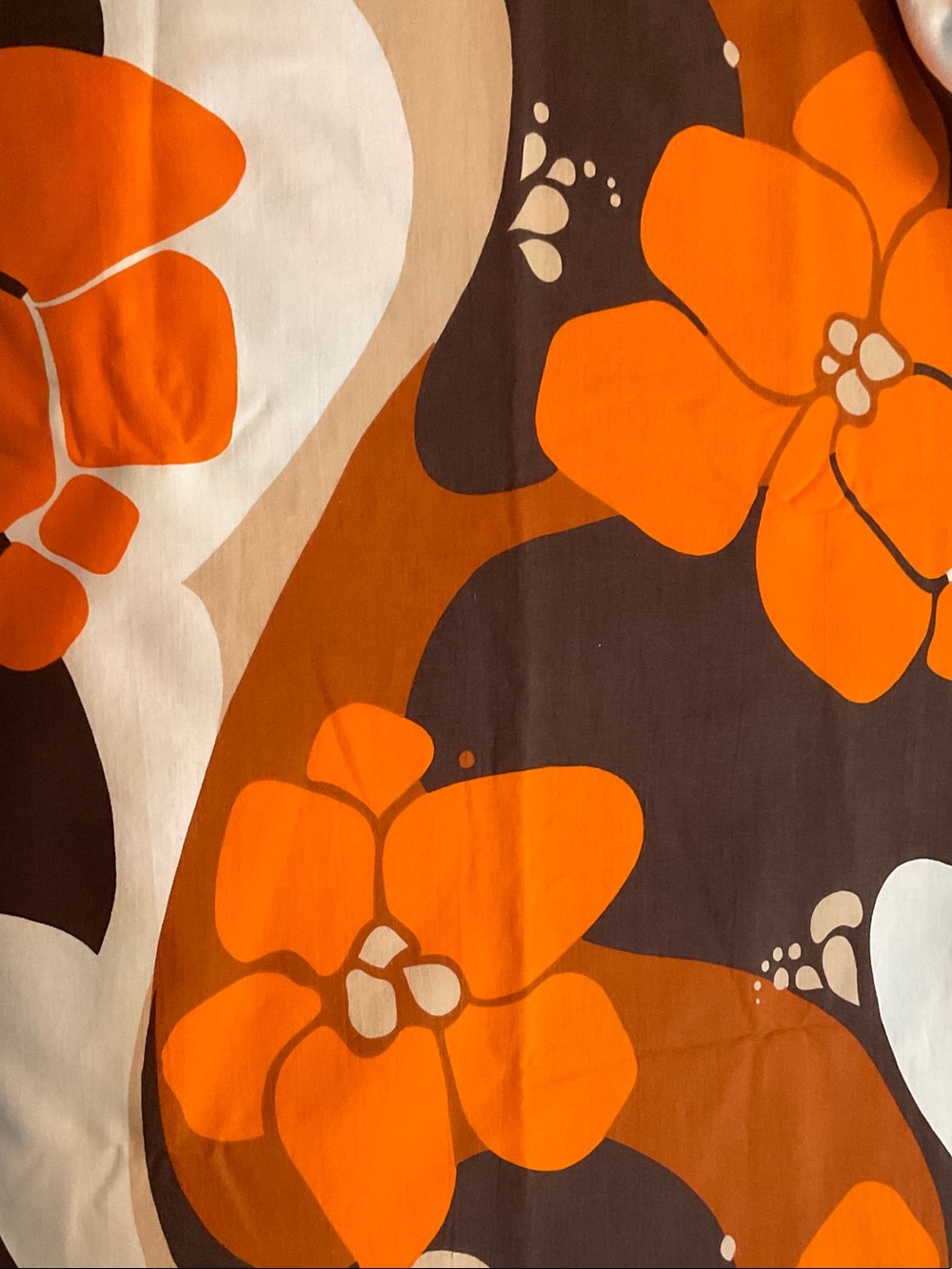 Source Unknown Orange Brown Floral Tablecloth